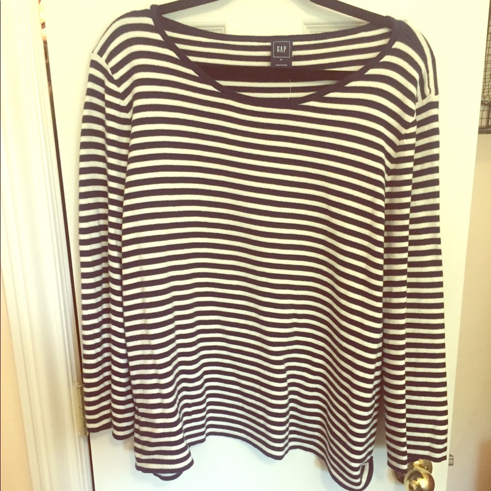 Navy stripe boat neck sweater